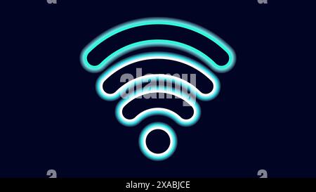 WLAN-Symbole Neoneffekt dunkler Hintergrund. Waves Wi-Fi-Signalsymbol. Internetverbindung moderne Technologie. Entwerfen Sie ein Plakatbanner für Webseiten. Vektorabbildung. Stock Vektor