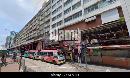 Hongkong - um 2009: Außenansicht des Yue man Square, der Moment vor der Wiedererrichtung im Kwun Tong Gebiet. Es war das Zentrum von Kwun Tong und East kowloon Are Stockfoto