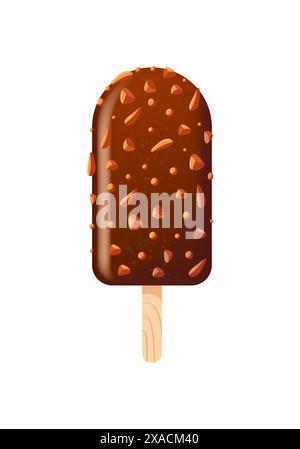 Im Sommer kaltes Dessert. Köstliche knusprige, weiche Süßigkeiten, realistische Essensdarstellung. Für Menü, Café, Aufkleber, Design-Elemente. Stock Vektor