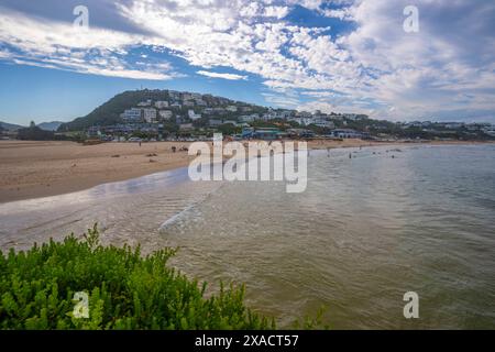 Blick auf Central Beach in Plettenberg Bay, Plettenberg, Garden Route, Western Cape Province, Südafrika, Afrika Copyright: FrankxFell 844-33467 Stockfoto