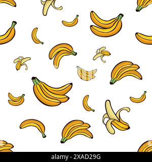 Wunderschöne, nahtlose Banane. Einfache bunte Muster-Frucht aus nahtloser Banane Stock Vektor