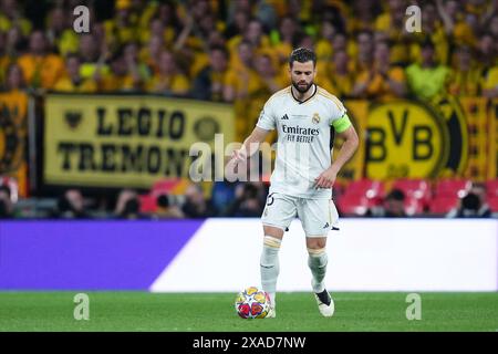 Nacho Fernandez von Real Madrid spielte am 1. Juni 2024 im Wembley Stadium in London, England, während des UEFA Champions League-Endspiels zwischen Borussia Dortmund und Real Madrid. (Foto: Bagu Blanco / PRESSINPHOTO) Stockfoto