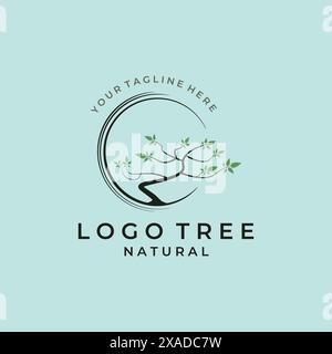 Baum Vintage Vektor-Logo-Symbol Illustration Design Stock Vektor