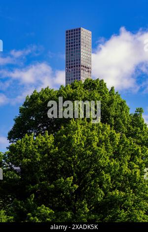 Blick auf das 432 Park Avenue Gebäude in Manhattan, vom Cantral Park aus gesehen. New York, USA. Stockfoto