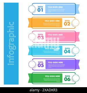 6-stufige Infografik-Vorlage mit der Option Zahlen sechs Stock Vektor