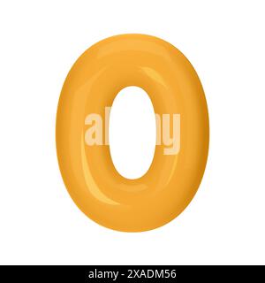 Zahl 0 - Orange Kunststoff-Ballon Zahl Null isoliert auf weißem Hintergrund. 3D-Stilvektorillustration Stock Vektor