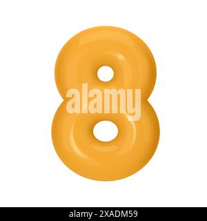 Zahl 8 - Orange Plastikballon Zahl acht isoliert auf weißem Hintergrund. 3D-Stilvektorillustration Stock Vektor