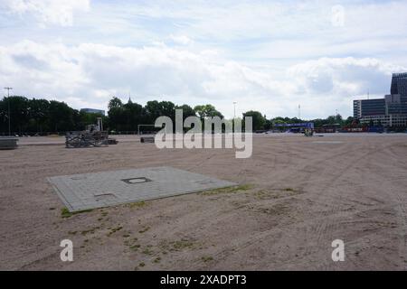 Hamburg, Deutschland. Juni 2024. Bau einer Fanzone für die Fußball-Europameisterschaft in Hamburg, 5. Juni 2024. Quelle: Ales Zapotocky/CTK Photo/Alamy Live News Stockfoto