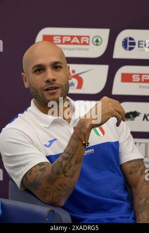 Roma, Italien. Juni 2024. Marcell Jacobs während der Pressekonferenz zur Präsentation der 26. Ausgabe der Leichtathletik-Europameisterschaft 2024 in Rom, Italien - Donnerstag, 6. Juni 2024 - Sport, Leichtathletik (Foto: Fabrizio Corradetti/LaPresse) Credit: LaPresse/Alamy Live News Stockfoto