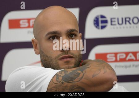 Roma, Italien. Juni 2024. Marcell Jacobs während der Pressekonferenz zur Präsentation der 26. Ausgabe der Leichtathletik-Europameisterschaft 2024 in Rom, Italien - Donnerstag, 6. Juni 2024 - Sport, Leichtathletik (Foto: Fabrizio Corradetti/LaPresse) Credit: LaPresse/Alamy Live News Stockfoto