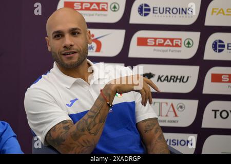 Roma, Italien. Juni 2024. Marcell Jacobs während der Pressekonferenz zur Präsentation der 26. Ausgabe der Leichtathletik-Europameisterschaft 2024 in Rom, Italien - Donnerstag, 6. Juni 2024 - Sport, Leichtathletik (Foto: Fabrizio Corradetti/LaPresse) Credit: LaPresse/Alamy Live News Stockfoto