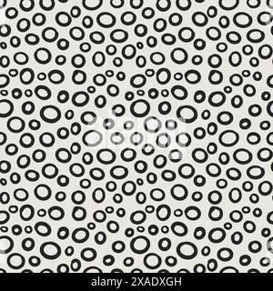 Nahtloses Muster in schwarzen Kritzelkreisen. Trendige Vektor-Illustration Stock Vektor