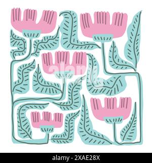 Bunte Illustration mit Blumenmuster in einem trendigen Stil Stock Vektor