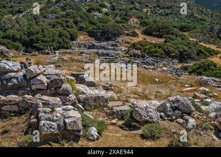 Ruinen der minoischen Stadt Gournia, Bronzezeit, Ostkreta, Griechenland Stockfoto