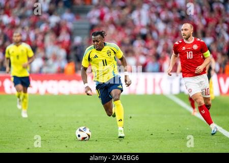 Kopenhagen, Dänemark. Juni 2024. Anthony Elanga (11) aus Schweden, der während des Fußballspiels zwischen Dänemark und Schweden in Parken in Kopenhagen gesehen wurde. (Foto: Gonzales Photo - Frederikke Jensen). Stockfoto