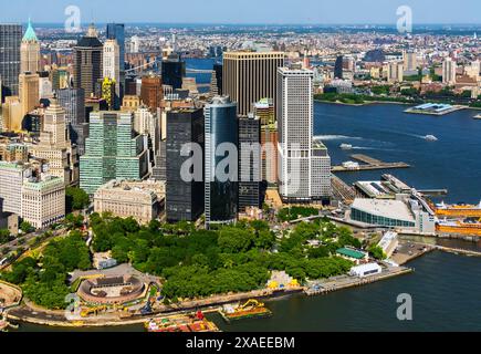 Luftaufnahme des Financial District, Manhattan, New York, USA. Stockfoto