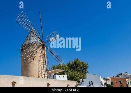 Historische Windmühlen im Viertel Barrio es Jonquet in Palma, Palma de Mallorca, Mallorca, Mallorca, Balearen, Balearen, Spanien, Europa Stockfoto