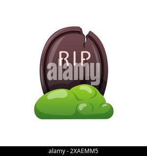 Halloween tombstone in cartoon style. RIP spooky gravestone, cemetery or tomb. October holiday design icon. Vector illustration isolated on a white Stock Vektor