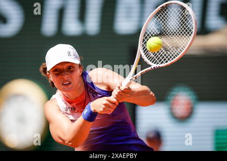 Paris, Frankreich. Juni 2024. IgA SWIATEK aus Polen am zwölften Tag des Roland-Garros 2024, ATP und WTA Grand Slam Tennis Turnier am 06. Juni 2024 im Roland-Garros Stadion in Paris, Frankreich - Foto Matthieu Mirville/DPPI Credit: DPPI Media/Alamy Live News Stockfoto