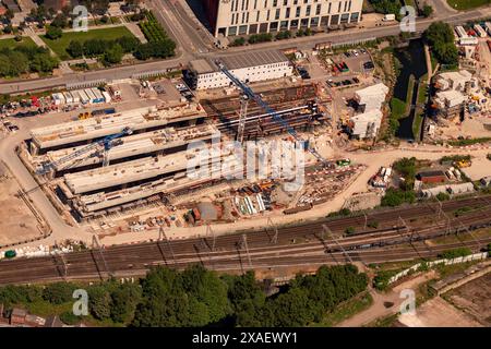 Luftbild des Bahnhofsprojekts HS2 Curzon Street aus 1500 Fuß Stockfoto