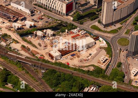 Luftbild des Bahnhofsprojekts HS2 Curzon Street aus 1500 Fuß Stockfoto