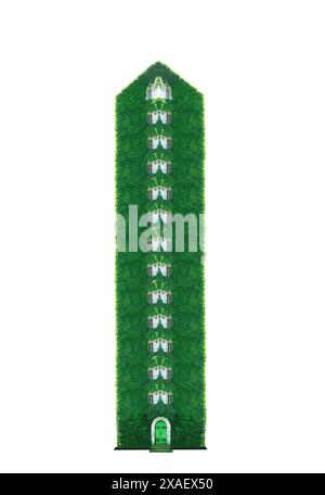 Ein mit Efeu bewachsenes Gewächshaus ist isoliert auf weißem Hintergrund als Symbol für Ökologie und die zukünftige Einstellung zur Umwelt Stockfoto