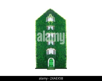Ein mit Efeu bewachsenes Gewächshaus ist isoliert auf weißem Hintergrund als Symbol für Ökologie und die zukünftige Einstellung zur Umwelt Stockfoto