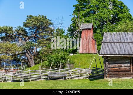 Disagården Freilichtmuseum in der Altstadt von Uppsala. Die Gebäude des Museums stammen aus dem 16. Bis 19. Jahrhundert und wurden vor Ort umgebaut. Ärnavägen, Uppsala, Schweden Stockfoto