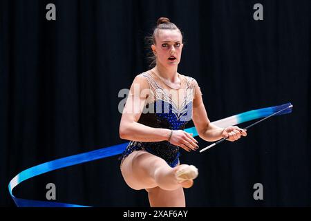 Margarita Kolosov (SC Potsdam) uebung mit dem Band, die Finals 2024, Deutsche Meisterschaften, Rhythmische Sportgymnastik, Einzel Mehrkampf, 06.06.2024, Frankfurt am Main, Foto: Eibner-Pressefoto/Florian Wiegand Stockfoto