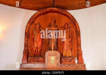 Altarbild der Gornergrat-Kapelle „Bernhard von Aosta“, einer der beliebtesten Gotteshäuser in Zermatt auf 3100 m Höhe, Wallis, Schweiz Stockfoto