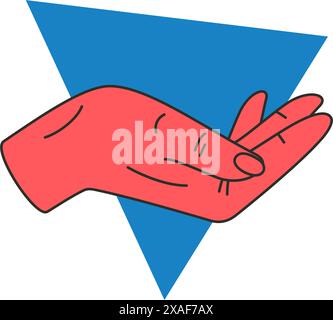 Frau Hand bittet Hilfe betteln Geste Konzept Unterstützung WohltätigkeitsIcon Vektor flache Illustration. Menschlicher Arm mit geöffneter Handfläche, soziale Unterstützung pov Stock Vektor