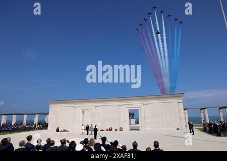 Während der Gedenkfeier des britischen Verteidigungsministeriums und der Royal British Legion am British Normandy Memorial zum 80. Jahrestag des D-Day am 06. Juni 2024 in Ver-Sur-Mer, Frankreich in der Normandie. Am 6. Juni 2024. Die D-Day-Zeremonien am 6. Juni dieses Jahres begehen den 80. Jahrestag seit dem Start der "Operation Overlord", einer gewaltigen Militäroperation der alliierten Streitkräfte in der Normandie. was den Zweiten Weltkrieg umkehrte und schließlich zur Befreiung des besetzten Frankreichs und zum Ende des Krieges gegen Nazi-Deutschland führte. Foto: Office UK Premierminister/UPI. Stockfoto