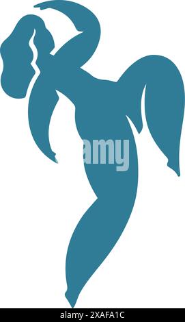 Abstrakte Kunst des Tanzes mollige weibliche Silhouette Matisse inspirierte zeitgenössische Stil Vektor-Illustration. Trendiges kreatives weibliches Körperdesign für Frauen Stock Vektor