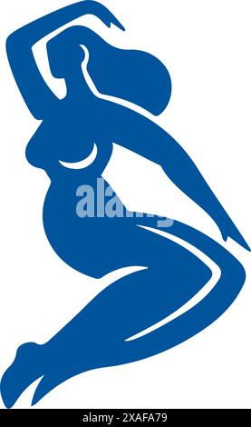 Abstrakte Kunst des Tanzes mollige weibliche Silhouette Matisse inspirierte zeitgenössische Stil Vektor-Illustration. Trendiges kreatives weibliches Körperdesign für Frauen Stock Vektor