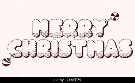 Frohe Weihnachten, grooviger, lustiger Aufkleber. Stock Vektor