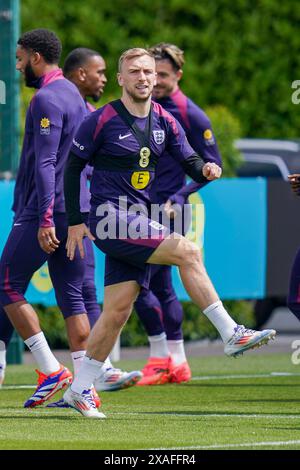 Enfield, Großbritannien. Juni 2024. England Stürmer Jarrod Bowen (West Ham United) während der England Training Session vor dem Friendly International vs Iceland am 6. Juni 2024 auf dem Tottenham Hotspur Training Ground, Enfield, England, Vereinigtes Königreich Credit: Every Second Media/Alamy Live News Stockfoto