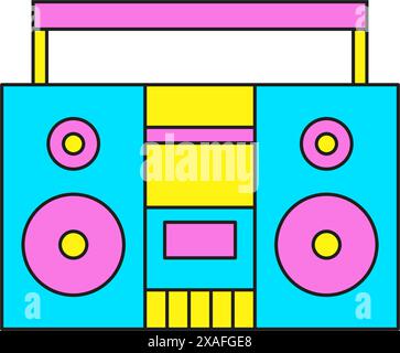 Y2K Retro-Audio-Tonbandrecorder für Musikübertragung Cartoonelement groovige Stil Icon Vektor flache Illustration. Elektronisches Vintage-Gerät mit Musiktechnik Stock Vektor