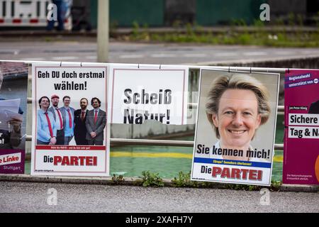 Wahl zum 10. Europäisches Parlament - 9. Juni 2024, Europawahl. Wahlplakat der Spaßpartei DIE PIRATEN. // 06.06.2024: Stuttgart, Baden-Württemberg, Deutschland, Europa *** Wahl zum 10. Europaparlament am 9. Juni 2024, Europawahlplakat der Spaßpartei DIE PIRATEN 06 06 2024 Stuttgart, Baden Württemberg, Deutschland, Europa Stockfoto