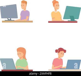 Symbole für die Softwareentwicklung setzen den Cartoon-Vektor. Spezialist für Softwareentwicklung. Programmierungskonzept Stock Vektor