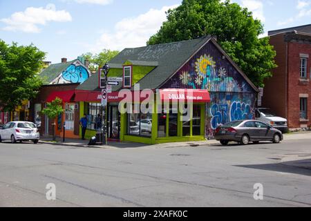 Geschäfte im Viertel Plateau von Montreal Stockfoto