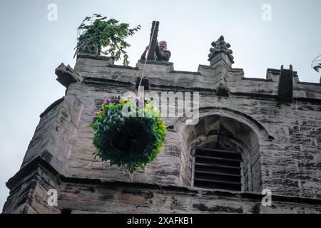 Garland Day Celebration in Castleton, Derbyshire, Großbritannien Stockfoto