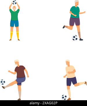 Verschiedene Illustrationen für Fußballspieler in verschiedenen Posen, perfekt für sportliche Inhalte Stock Vektor