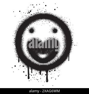 Spray lackiertes Graffiti Smile Face Emoticon. Stock Vektor