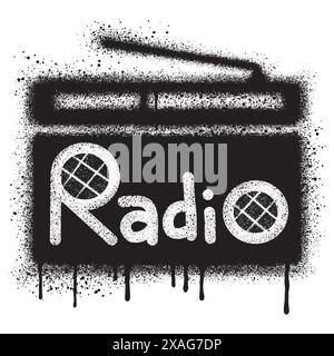 Sprühlackierter Graffiti-Fernseher mit weißem Hintergrund. Vektordesign Street Art. EPS 10. Stock Vektor