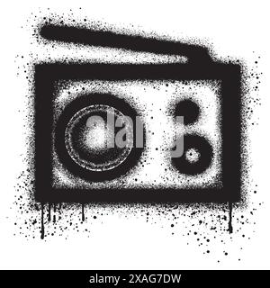 Sprühlackierter Graffiti-Fernseher mit weißem Hintergrund. Vektordesign Street Art. EPS 10. Stock Vektor