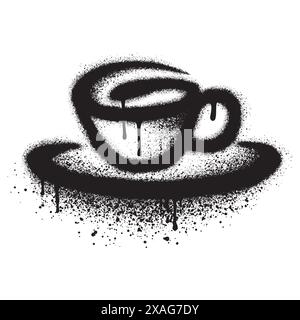 Kaffeetasse Graffiti mit schwarzer Sprühfarbe.Vektor-Illustration. Stock Vektor