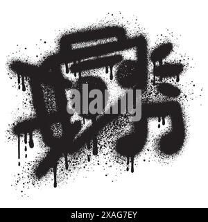 Sprühlackierter Graffiti-Fernseher mit weißem Hintergrund. Vektordesign Street Art. EPS 10. Spray lackierte Graffiti-Fernseher isoliert mit einem Stock Vektor