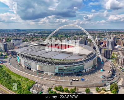 London, Großbritannien. Juni 2024. Allgemeine Ansicht des Wembley Stadions vor dem Freundschaftsspiel England gegen Island im Wembley Stadium, London, Großbritannien am 6. Juni 2024 Credit: Every Second Media/Alamy Live News Stockfoto