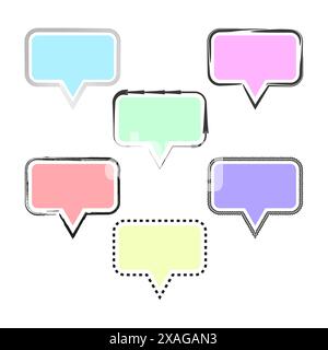 Bunte Sprechblasen. Dekorative Chat-Symbole. Pastellfarbene Dialogformen. Modernes Vektorset. Stock Vektor