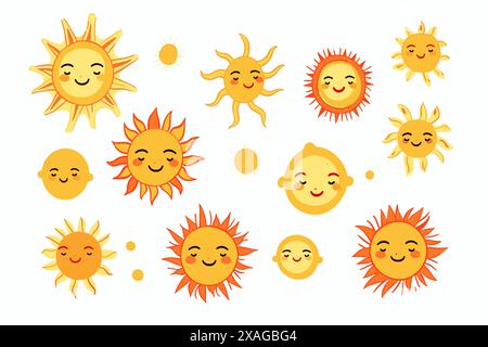 Gezeichnete Sonnensymbole Stock Vektor